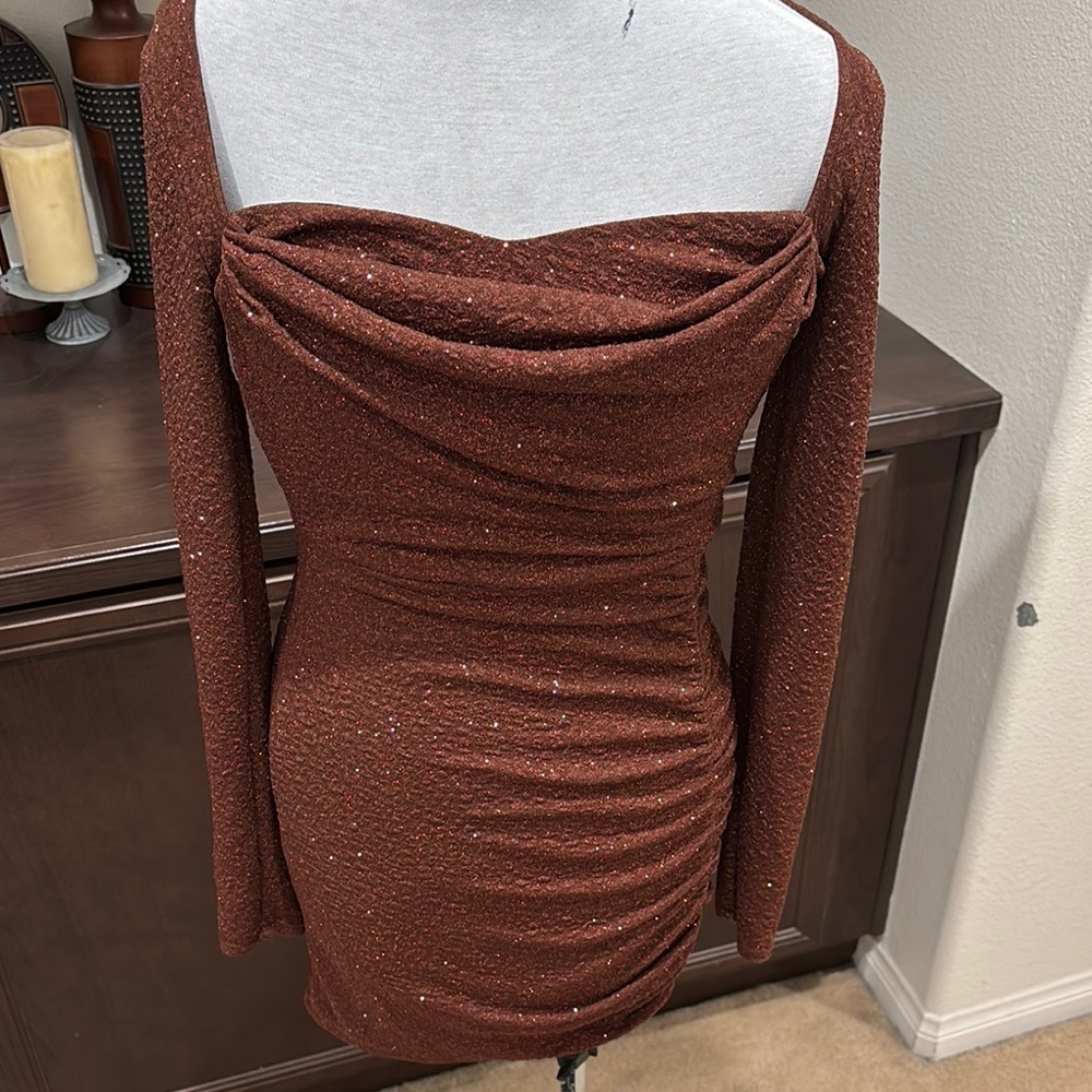 Elegant Rust Long Sleeve Dress